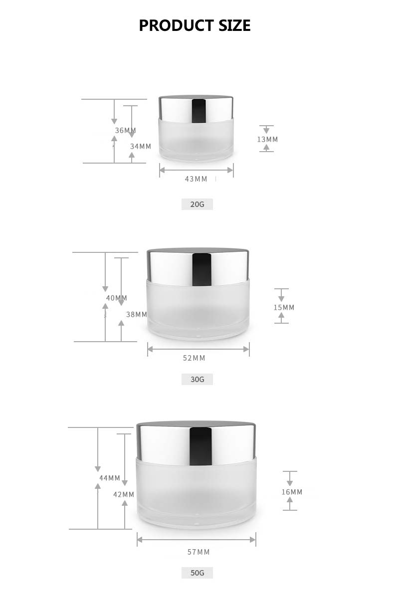 gheață din cremă de sticlă UV umplute frosted UV glass cream jar