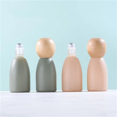 Sticlă de sticlă reîncărcabilă, goală, reîncărcabilă, cu capac de lemn Sunshine Wood, cu sticlă de sticlă de ulei esențial de 12 ml.